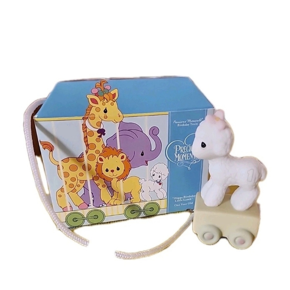 1985 Precious Moments Birthday Train Happy Birthday Lamb- Age 1